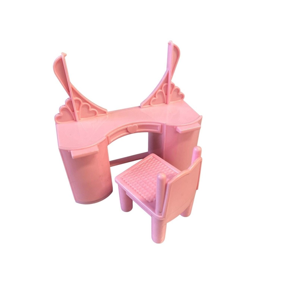Fisher-Price‎ Dollhouse Vanity & Chair Furniture Set Pink 1969 MISSING MIRROR
